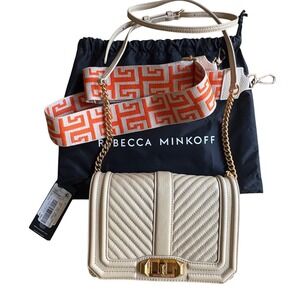 $249 NWT REBECCA MINKOFF Small Love Crossbody Bag Quilted Chevron‎ Leather Purse